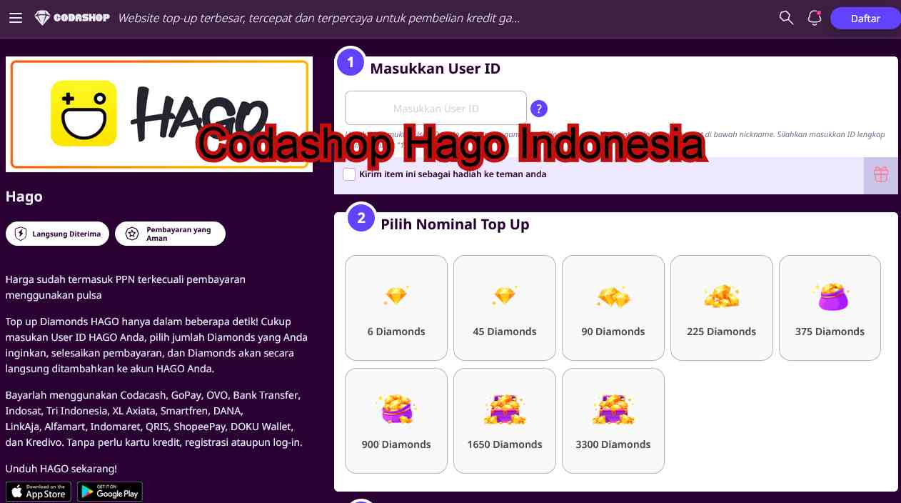 Codashop Hago Indonesia Top Up Diamond Diskon Murah 2023 2