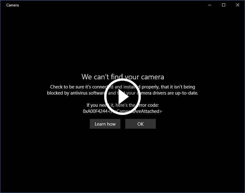 FIX: Camera Error Code 0xa00f4244 nocamerasareattached Windows 10 1